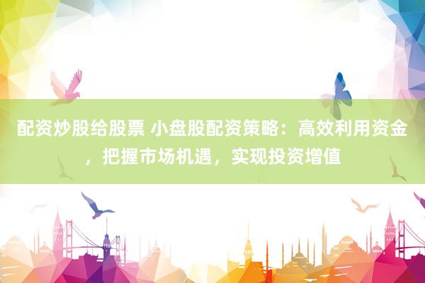 配资炒股给股票 小盘股配资策略：高效利用资金，把握市场机遇，实现投资增值