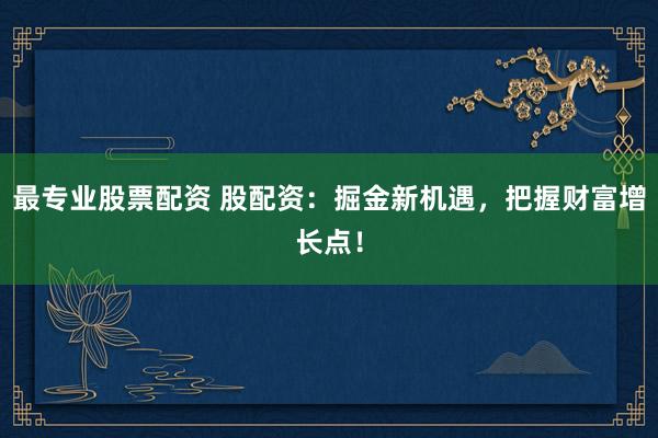 最专业股票配资 股配资：掘金新机遇，把握财富增长点！
