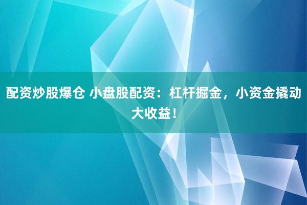 配资炒股爆仓 小盘股配资：杠杆掘金，小资金撬动大收益！