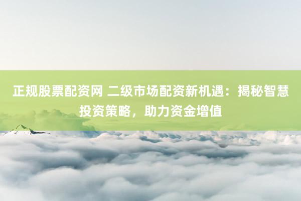 正规股票配资网 二级市场配资新机遇：揭秘智慧投资策略，助力资金增值