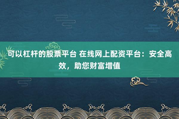 可以杠杆的股票平台 在线网上配资平台：安全高效，助您财富增值